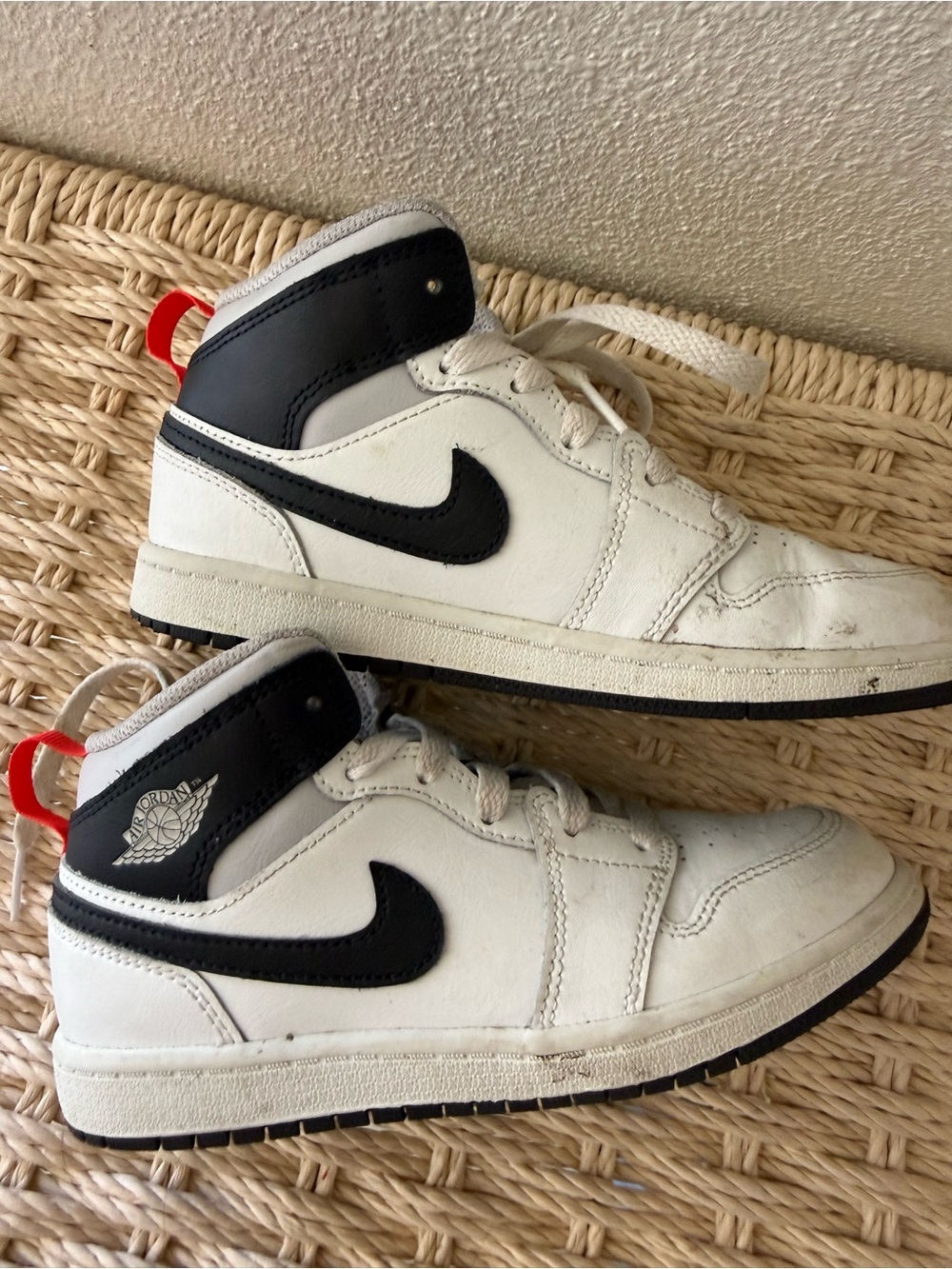 Nike Kids White and Black High-Top Sneakers size 2